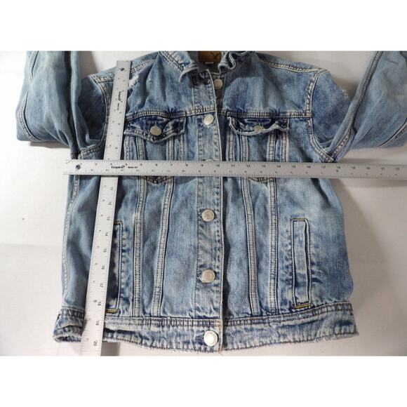 American Eagle Jean Jacket Womens Small Button Up Distressed Trucker 90s Y2K - Picture 8 of 11